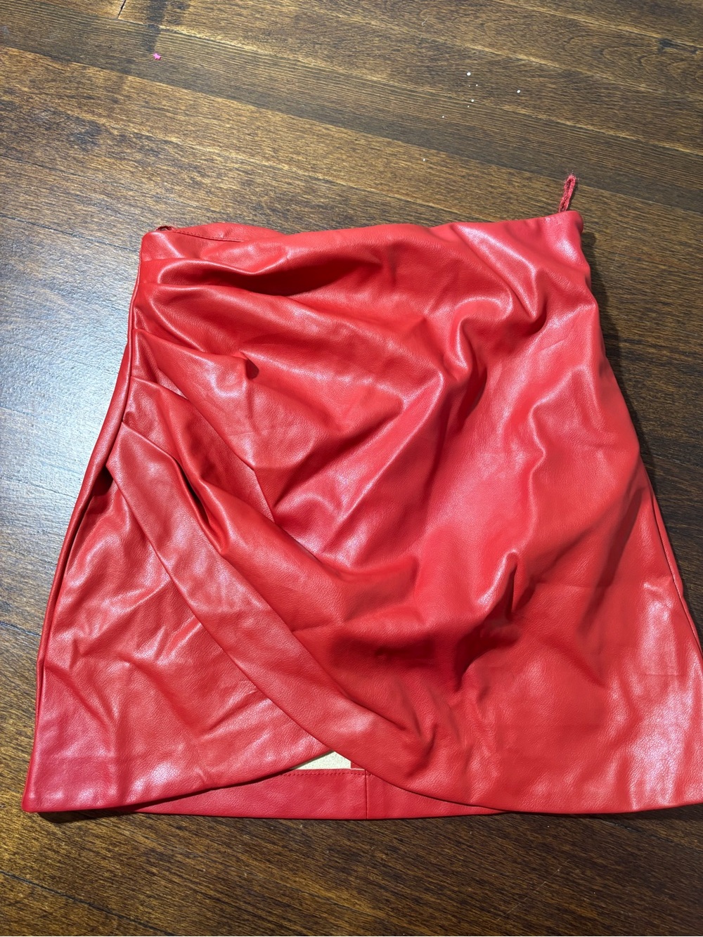 Zara Red Faux Leather Mini Skirt Size Medium
